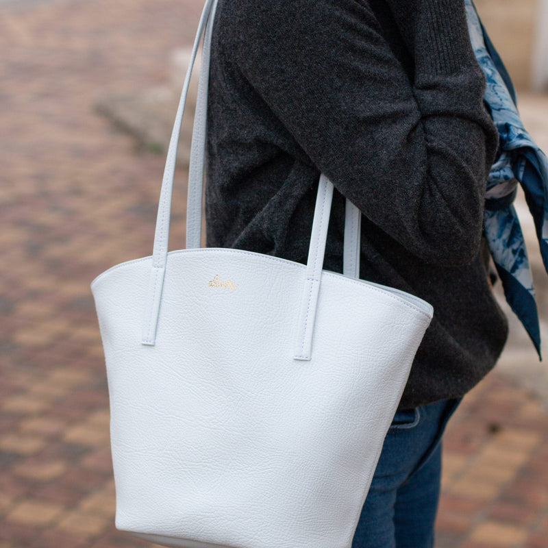 Alénore Mimosa Mini Vegan Apple Leather Tote Bag | White