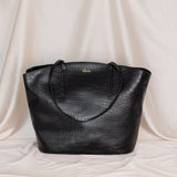 Immaculate Vegan - Alénore Mimosa Vegan Apple Leather Tote Bag | Black Crocodile