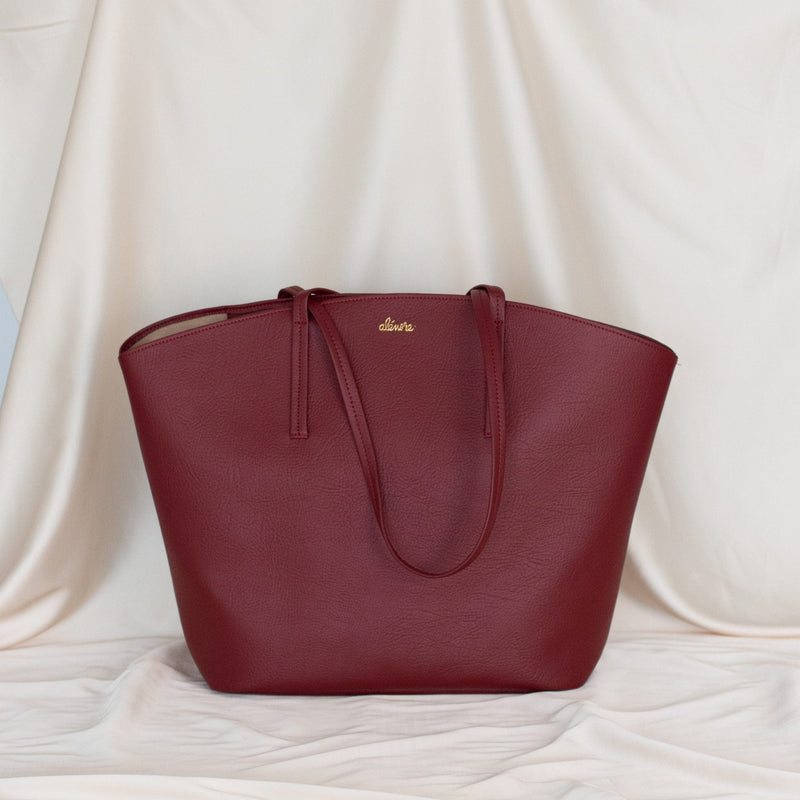 Alénore Mimosa Vegan Apple Leather Tote Bag | Bordeaux