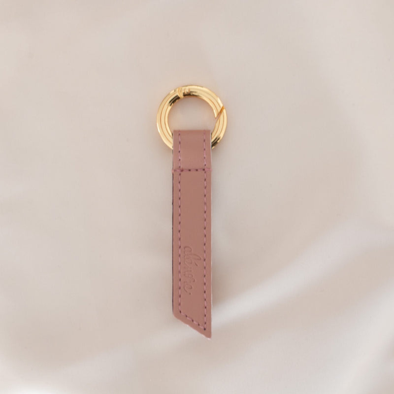 Alénore Ribbon Vegan Apple Leather Key Ring | Old Pink & Bordeaux