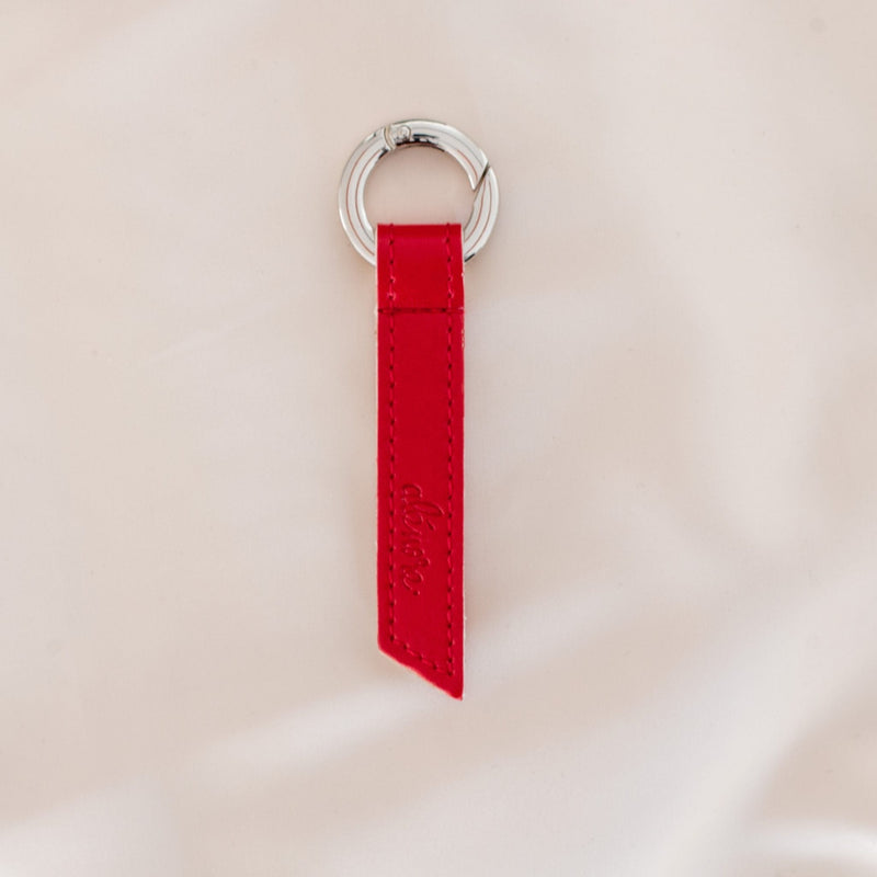 Alénore Ribbon Vegan Apple Leather Key Ring | Red & Nude