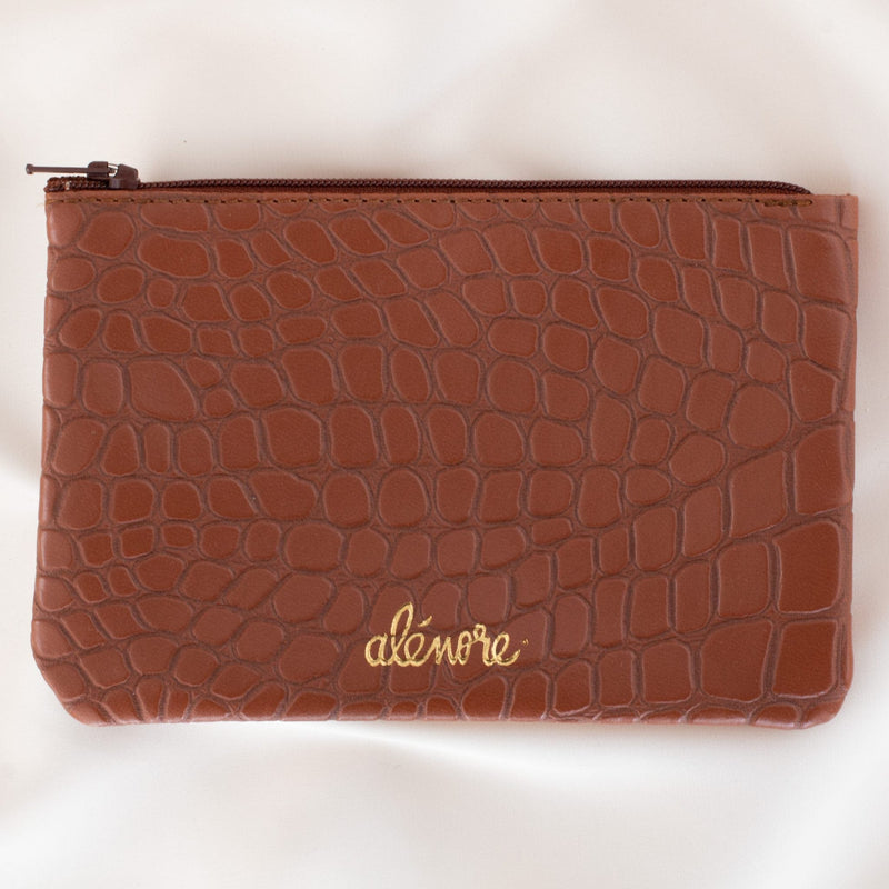 Alénore Violette Vegan Apple Leather Pouch | Chocolate Crocodile