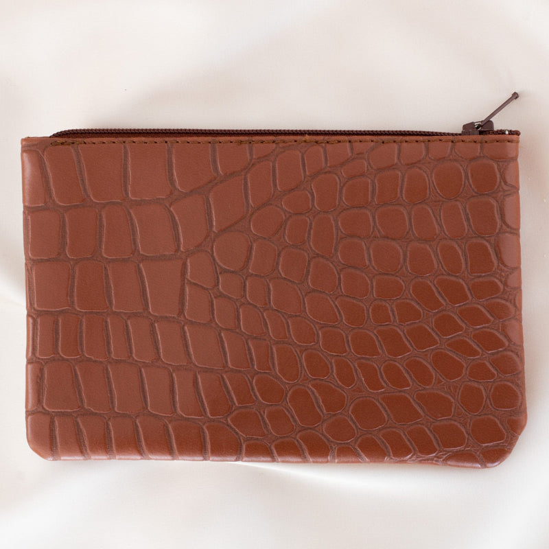 Alénore Violette Vegan Apple Leather Pouch | Chocolate Crocodile