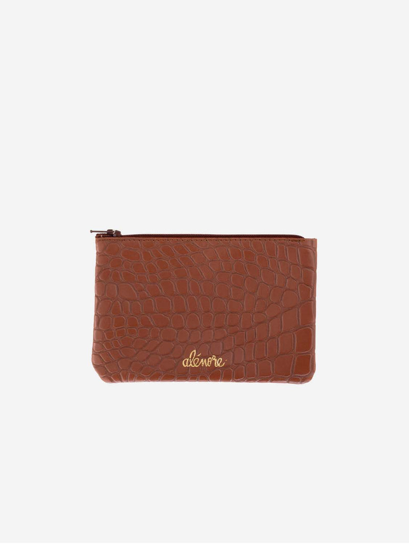 Alénore Violette Vegan Apple Leather Pouch | Chocolate Crocodile