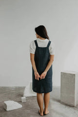 Immaculate Vegan - AmourLinen Jade Linen Apron Dress | Multiple Colours Charcoal / M