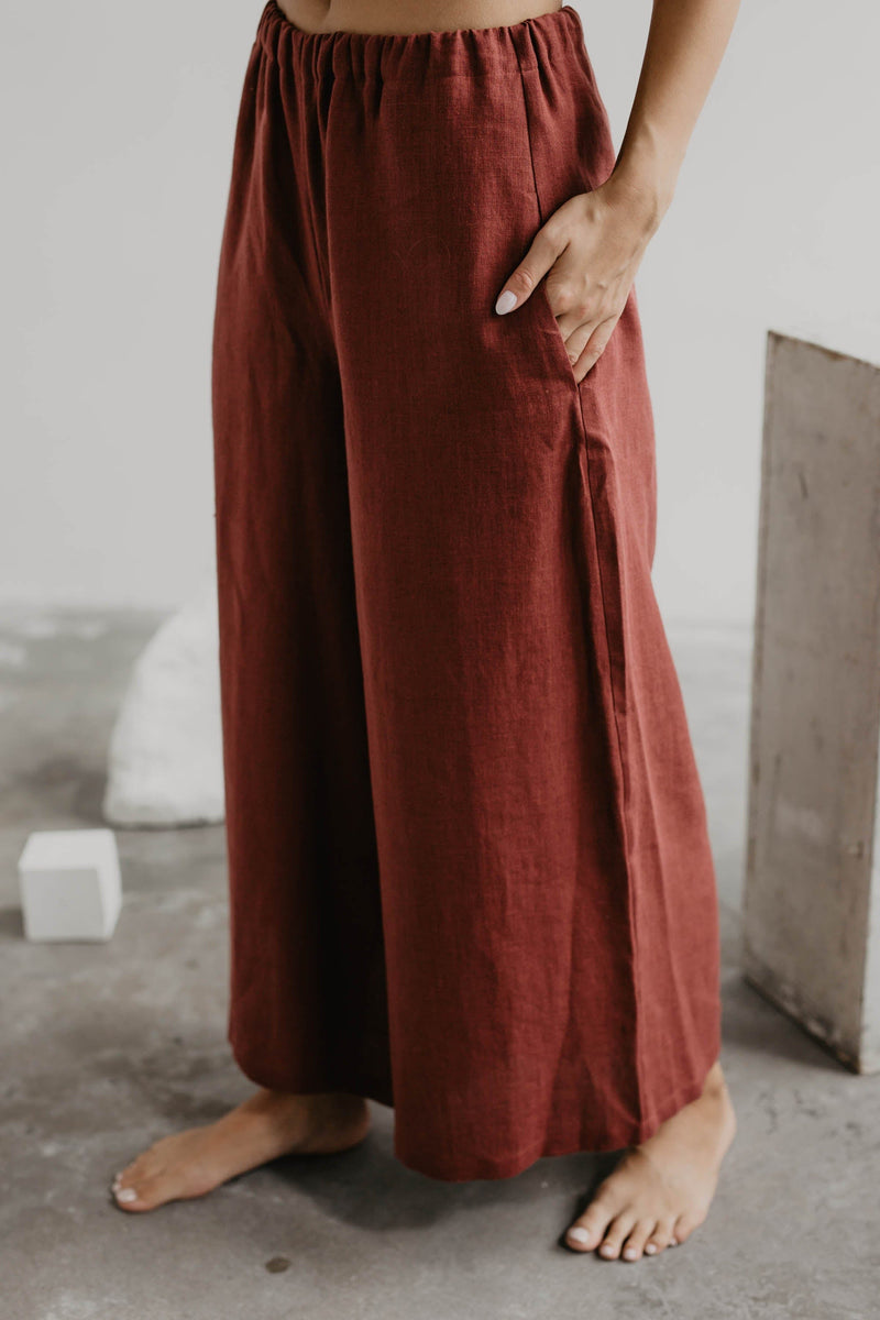 AmourLinen Isabella Wide Linen Trousers | Multiple Colours