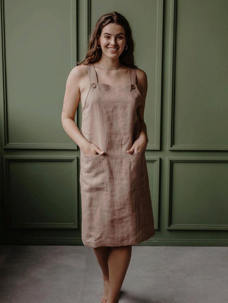 AmourLinen Jade Linen Apron Dress | Multiple Colours