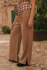 Immaculate Vegan - AmourLinen Leah wide linen pants with slits