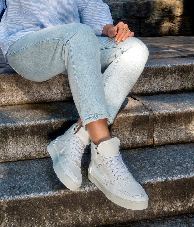 ASHOKA Paris Mateo Unisex Biosourced & Recycled High-Top Trainers | White