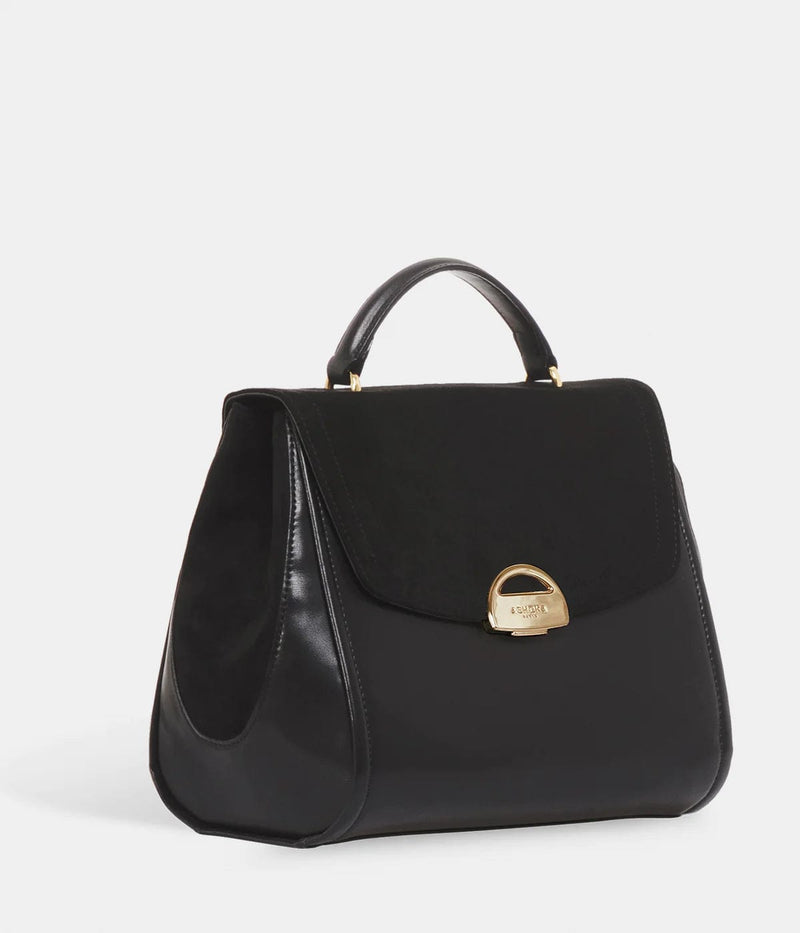 ASHOKA Paris Paname Oxymore Apple Leather & Microsuede Vegan Handbag | Black