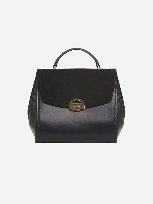 ASHOKA Paris Paname Oxymore Apple Leather & Microsuede Vegan Handbag | Black