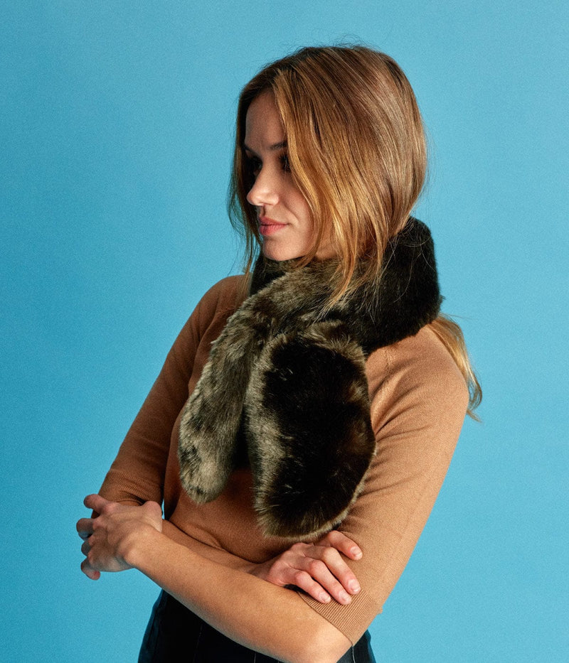 ASHOKA Paris Écharpe Joséphine en fourrure vegan vert bronze Unique