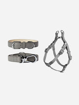 Immaculate Vegan - Barc London Ash Grey Dog Collar, Harness & Lead Set