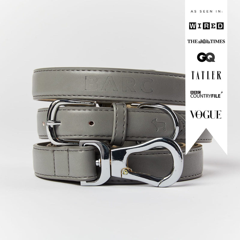 Barc London Ash Grey Dog Collar & Lead Set