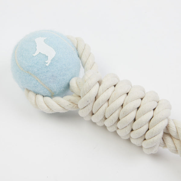 Barc London Blue Tennis Ball and Rope Dog Tug Toy