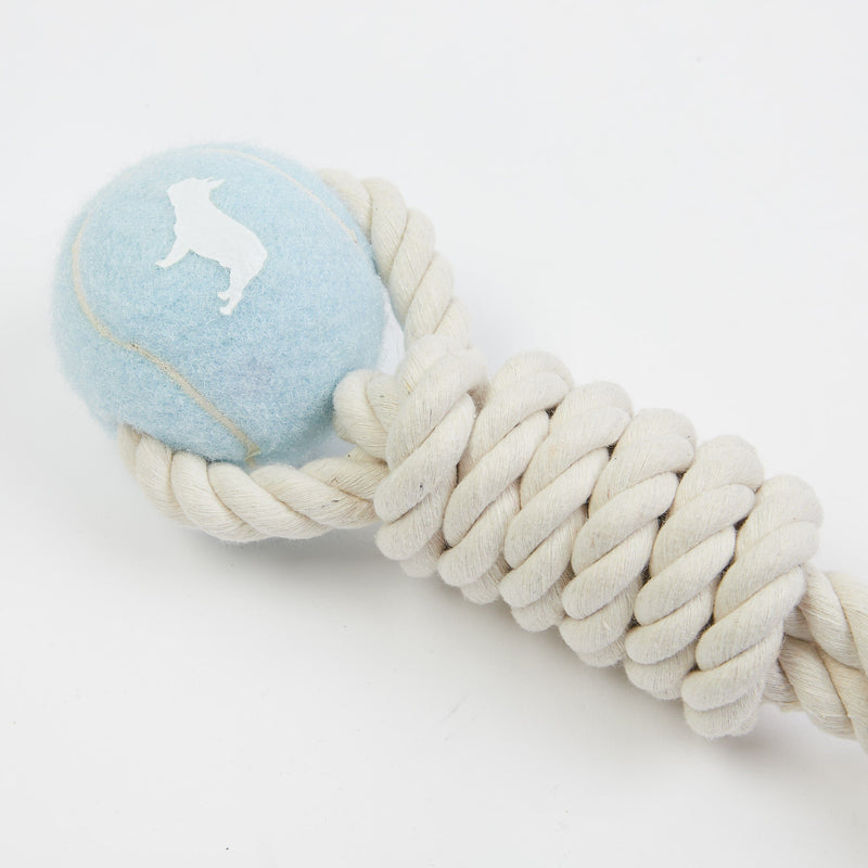 Barc London Blue Tennis Ball and Rope Dog Tug Toy