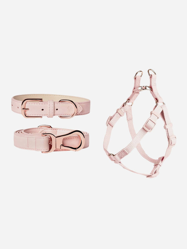 Barc London Blush Pink Dog Collar, Harness & Lead Set