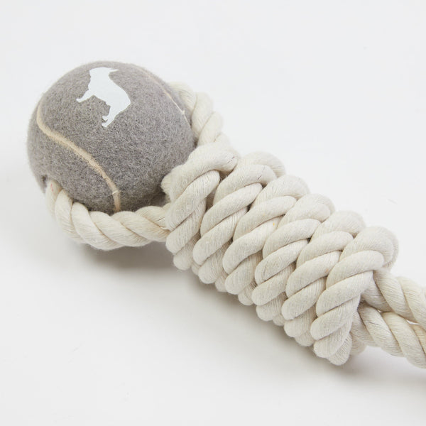 Barc London Grey Tennis Ball and Rope Dog Tug Toy