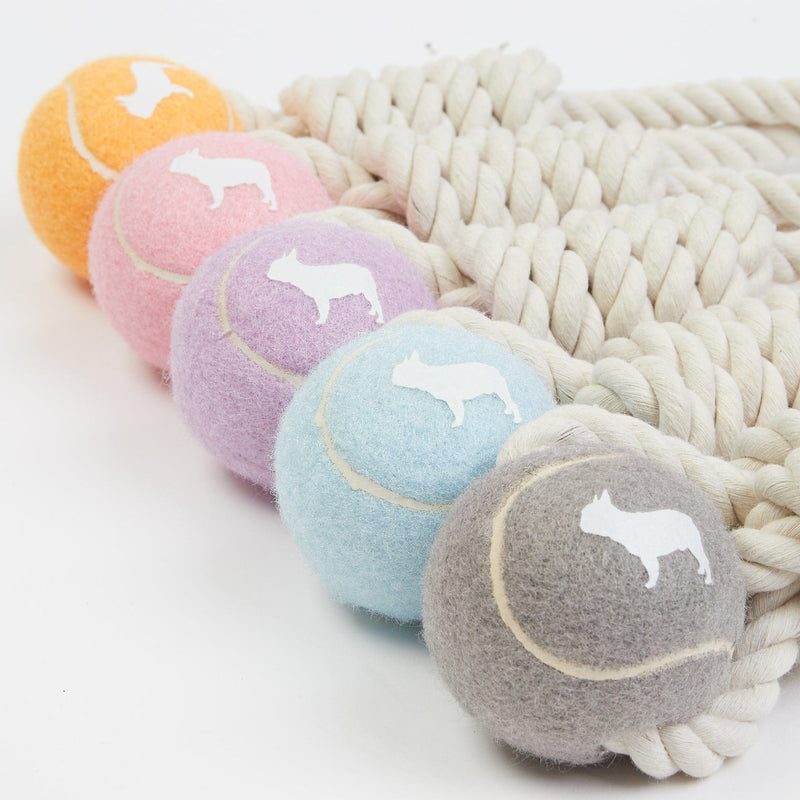 Barc London Grey Tennis Ball and Rope Dog Tug Toy