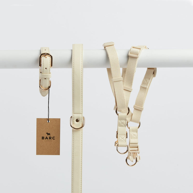 Barc London Light Ivory Dog Collar, Harness & Lead Set
