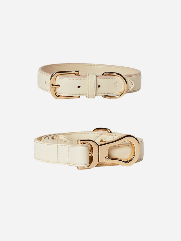 Barc London City Vegan Leather Dog Collar & Lead Set | Light Ivory XS / S