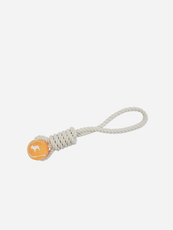 Barc London Orange Tennis Ball and Rope Dog Tug Toy