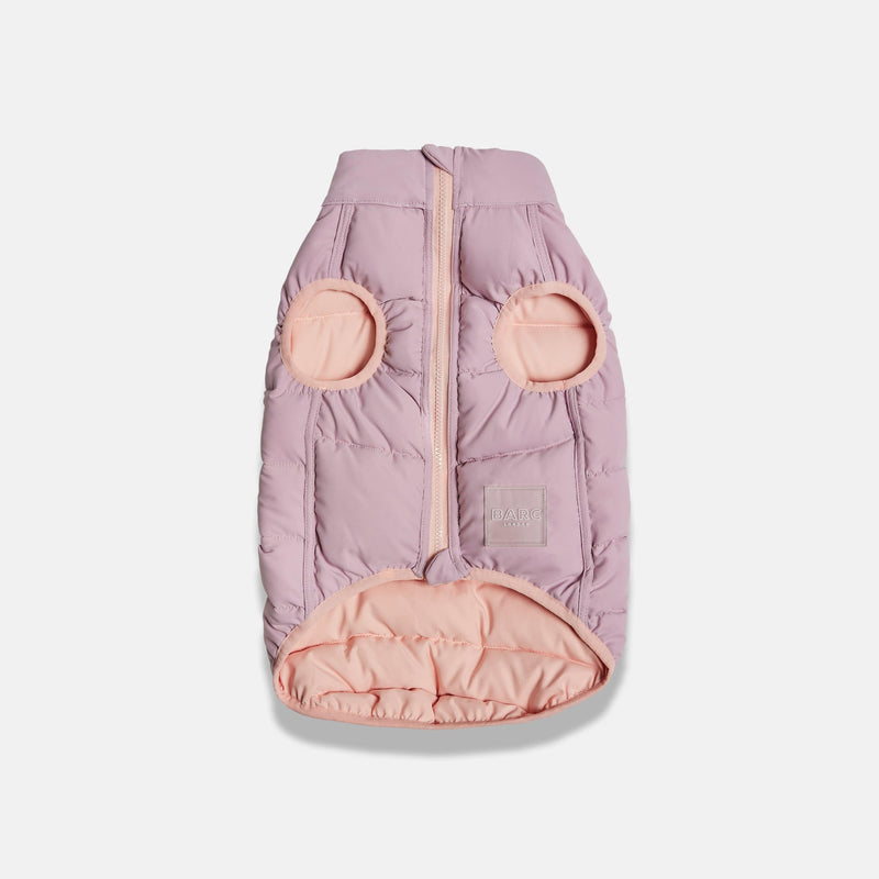 Barc London Reversible Dog Puffer Jacket: Pink & Lilac