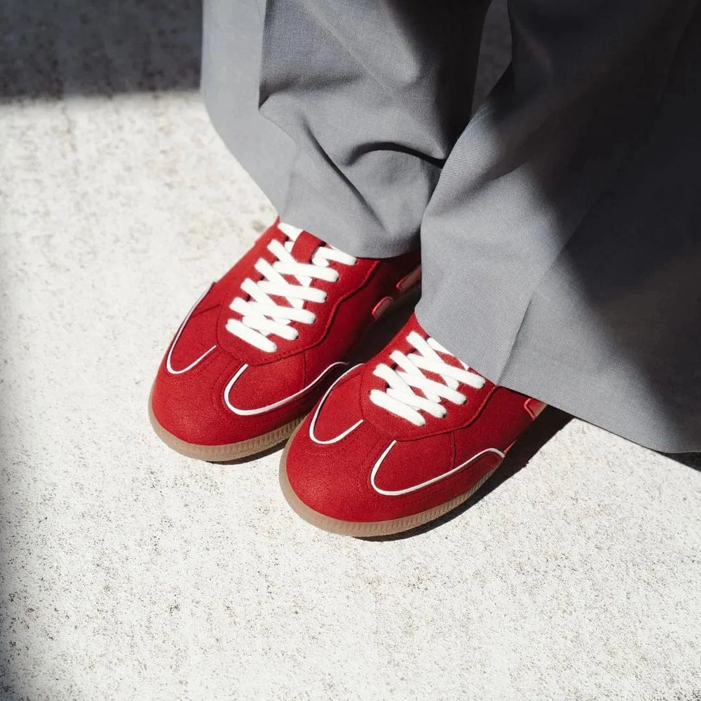 Zeta Shoes - Delta Unisex Recycled Vegan Suede Sneakers | Garnet