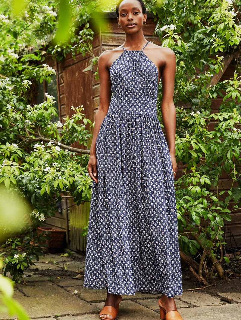 Baukjen Sarai Dress with LENZING™ ECOVERO™ 12 (UK Size 12) / Indigo Woodblock