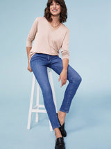 Baukjen Baukjen Essentials Relaxed V-Neck Top with LENZING™ ECOVERO™ 12 (UK Size 12) / Powder Pink