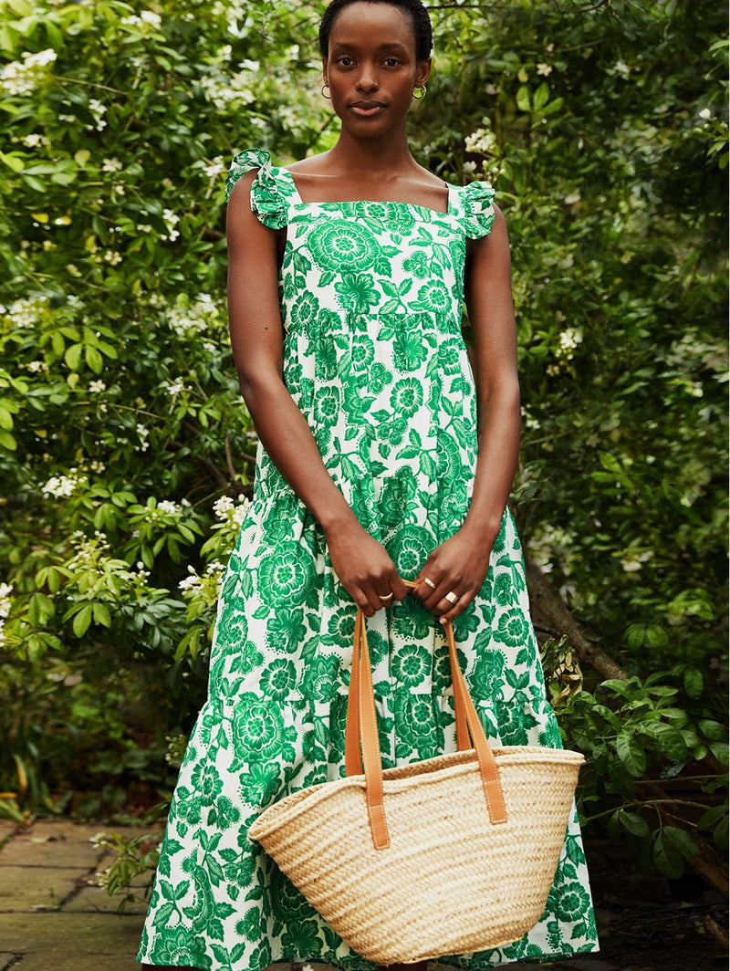 Baukjen Katie Organic Cotton Dress 14 (UK Size 14) / Green Florence Print