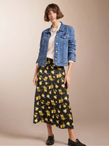 Immaculate Vegan - Baukjen Doris Recycled Skirt 6 (UK Size 6) / Black Blurred Floral