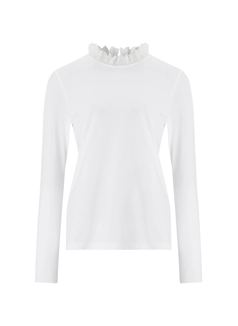 Baukjen Agatha Ruffle Collar Organic Cotton Top | Pure White