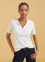 Immaculate Vegan - Baukjen Baukjen Essentials Ribbed Organic Cotton Zip Top | Pure White