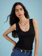 Immaculate Vegan - Baukjen Brenna Scoop Neck LENZING™ ECOVERO™ Jersey Vest Top | Caviar Black Caviar Black / UK6 / EU34 / US2