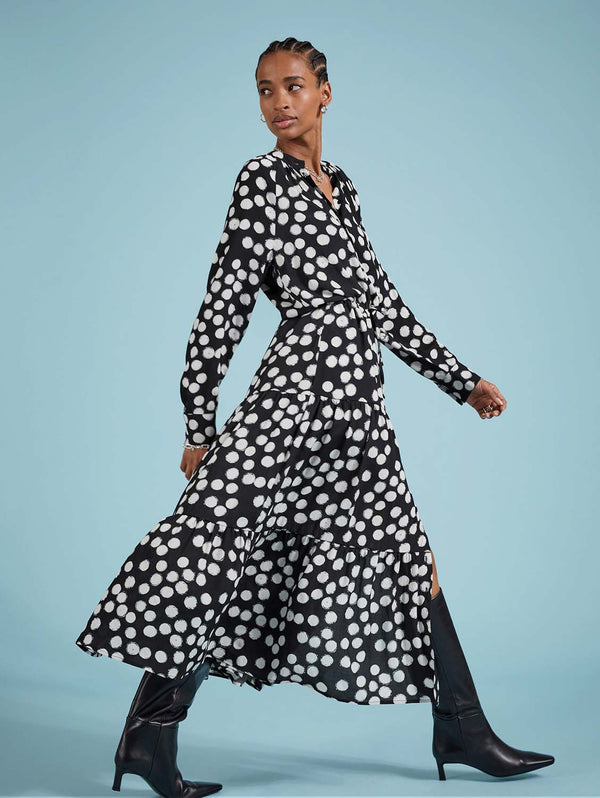 Baukjen Cornelia LENZING™ ECOVERO™ Maxi Shirt Dress | Black Painted Polka