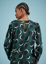 Immaculate Vegan - Baukjen Dottie Livaeco Viscose Printed Blouse | Green Shadow Spot