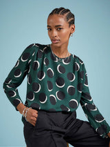 Immaculate Vegan - Baukjen Dottie Livaeco Viscose Printed Blouse | Green Shadow Spot