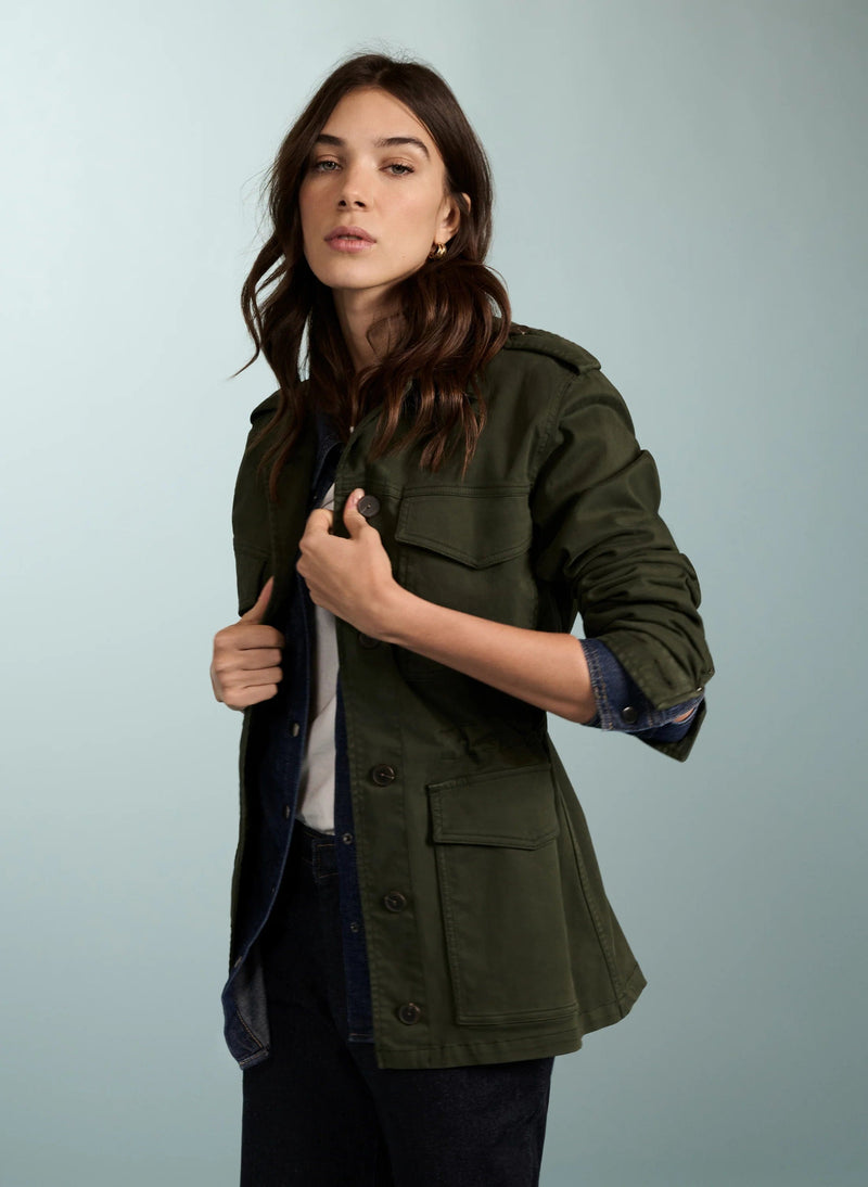 Baukjen Drake Organic Cotton Utility Jacket | Deep Khaki