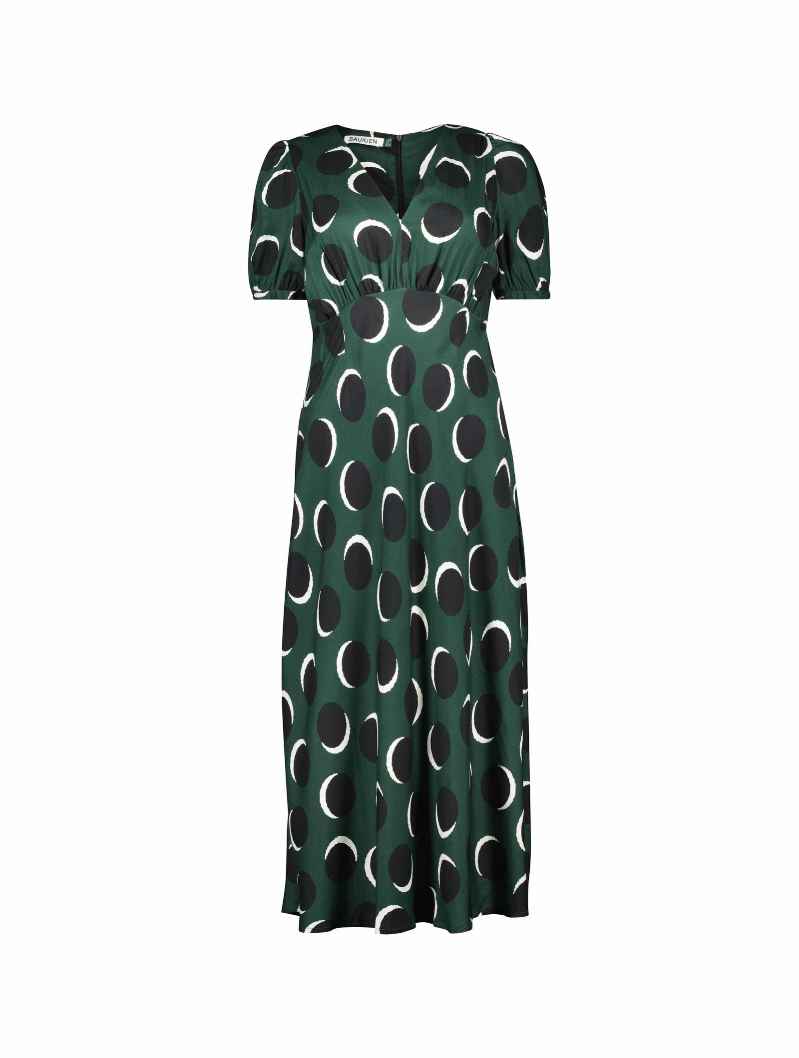 green emerald velvet dress Kaydence Printed Midi Tea Dress with Livaeco - Green Shadow Spot main image 1