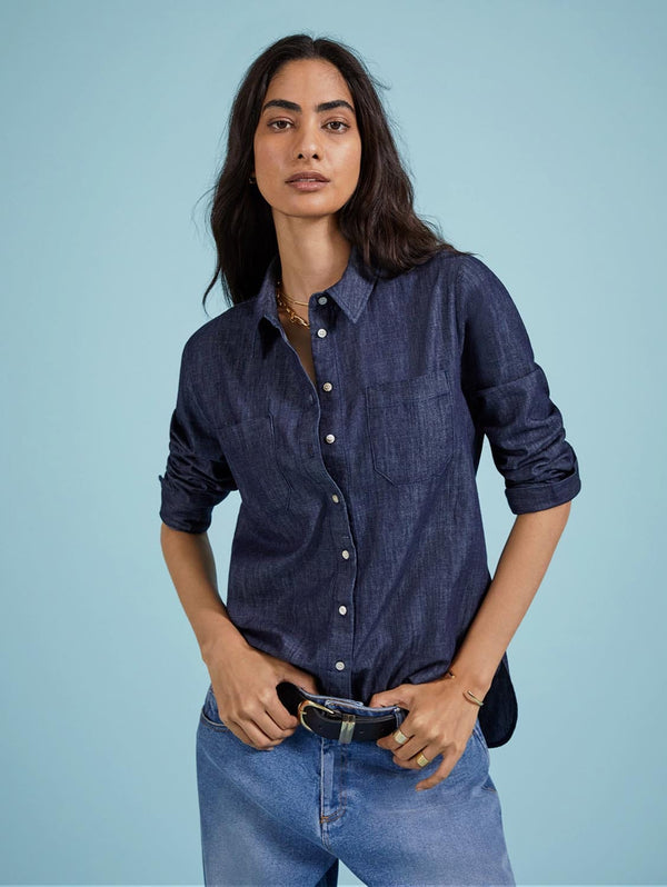 Baukjen Hattie Organic Denim Shirt | Dark Indigo