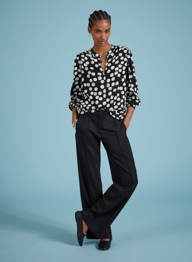 Baukjen Jaqueline LENZING™ ECOVERO™ Printed Blouse | Black Painted Polka