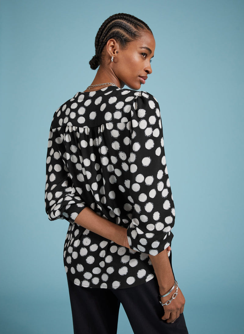 Baukjen Jaqueline LENZING™ ECOVERO™ Printed Blouse | Black Painted Polka