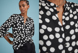 Immaculate Vegan - Baukjen Jaqueline LENZING™ ECOVERO™ Printed Blouse | Black Painted Polka