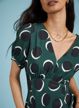 Immaculate Vegan - Baukjen Kaydence Livaeco Printed Midi Tea Dress | Green Shadow Spot