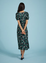 Immaculate Vegan - Baukjen Kaydence Livaeco Printed Midi Tea Dress | Green Shadow Spot