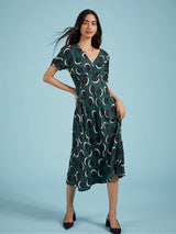 Immaculate Vegan - Baukjen Kaydence Livaeco Printed Midi Tea Dress | Green Shadow Spot