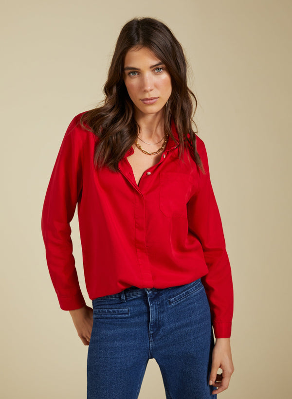 Baukjen Lillith TENCEL™ Relaxed Shirt | Crimson Red