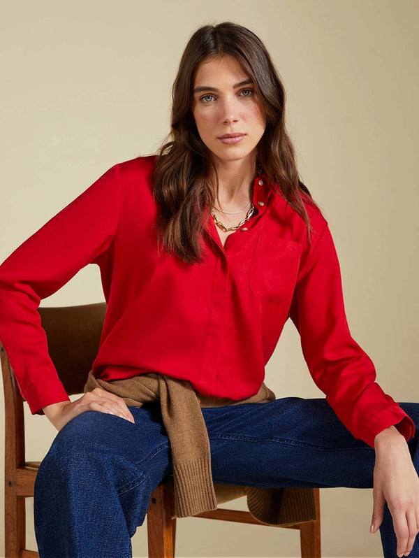 Baukjen Lillith TENCEL™ Relaxed Shirt | Crimson Red