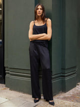 Immaculate Vegan - Baukjen Megan Satin Palazzo Trousers | Caviar Black